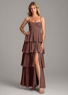 Azazie Alanna Brautjungfernkleider A-Linie Herzausschnitt Chiffon Kleid Espresso image3