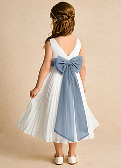 Azazie Margot Flower Girl Dresses Ivory Twilight A-Line Pleated Chiffon Dress image5