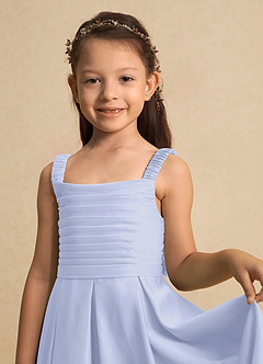 Azazie Kat Flower Girl Dresses Lavender A-Line Pleated Matte Satin Dress image7