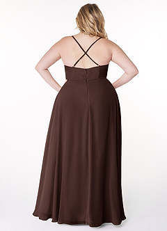 Azazie Naeem Jurken voor bruidsmeisjes Jurk van Chiffon met A-Lijn V-hals met ruches Ganache image8