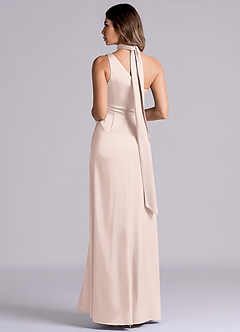 Azazie Phaedra 신부 들러리 드레스 A라인 한쪽 어깨 스트레치 새틴 바닥 길이 드레스 image7