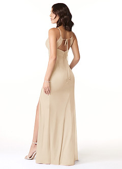 Azazie Reneya Bridesmaid Dresses Champagne Mermaid Bow Mesh Dress image4