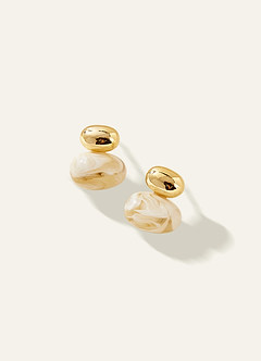 front Geometric Stone and Oval Studs