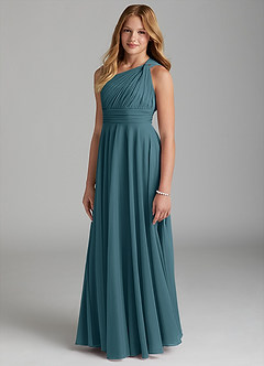 Azazie Charlize Junior Bermuda A-Line Mesh Dress image3