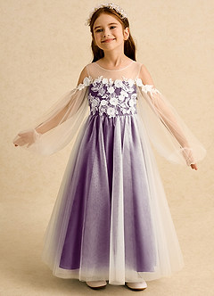 Azazie Zimi Flower Girl Dresses Grape Ball-Gown Sweetheart Neckline Tulle Dress image4