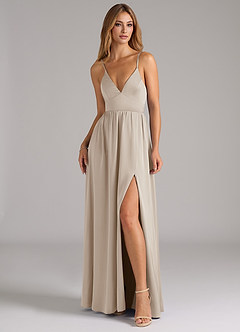 Azazie Aaida Bridesmaid Dresses Frost A-Line Corset Stretch Satin Dress image4