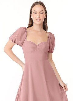 Azazie Baby Final Sale Dusty Blue A-Line Sweetheart Ruched Chiffon Dress image5