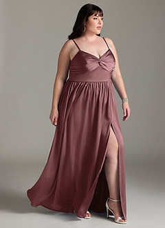 Azazie Zeya Bridesmaid Dresses Vintage Mauve A-Line Pleated Stretch Satin Dress image12