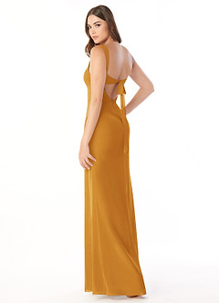 Azazie Audre Final Sale Butterscotch Mermaid Pleated Chiffon Dress image4