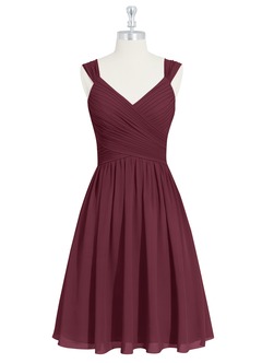 Azazie Angie Bridesmaid Dresses Cabernet A-Line Corset Chiffon Dress image7