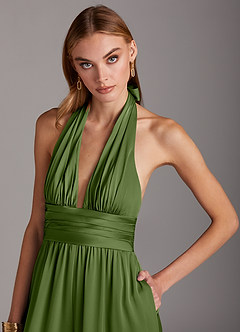 Azazie Oli Brautjungfernkleider Plissee Stretch-Satin Overall/Jumpsuit Wacholder image6
