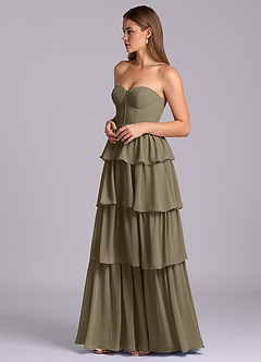 Azazie Faye Bridesmaid Dresses Willow Green A-Line Sweetheart Neckline Chiffon Dress image5