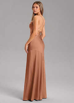 Azazie Grata Bridesmaid Dresses Bronzer Sheath Side Slit Stretch Satin Dress image7