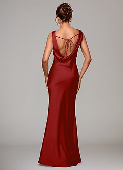 Azazie Rylina Bridesmaid Dresses Pomegranate Mermaid Stretch Satin Dress image5