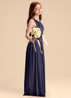 Azazie Bibiane Junior Stormy A-Line Pleated Stretch Satin Dress image5