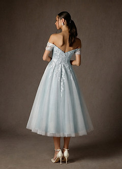 Azazie Rowe Hochzeitskleider A-Linie Schulterfrei Spitze Kleid Wolkig Blau image2