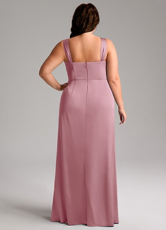 Azazie Denice Bridesmaid Dresses Vintage Mauve Sheath Pleated Stretch Satin Dress image11