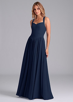 Azazie Francis Bridesmaid Dresses Dark Navy A-Line Corset Chiffon Dress image5