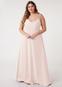 Azazie Daenerys Bridesmaid Dresses Rose Petal A-Line Cowl Chiffon Dress image9