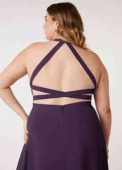 Azazie Clarice Bridesmaid Dresses Plum A-Line Halter Chiffon Dress image10