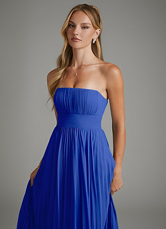 Azazie Ari Jurken voor bruidsmeisjes Jurk van Chiffon met A-lijn Strapless Koningsblauw image7