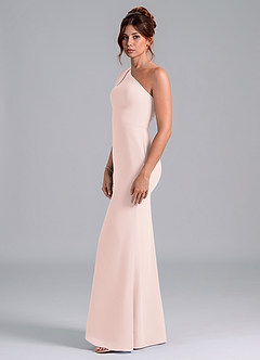 Azazie Rinna Bridesmaid Dresses Rose Petal Mermaid One Shoulder Chiffon Dress image4