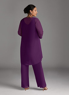 Azazie Frances Mother of the Bride Dresses Grape Jumpsuit/Pantsuit Scoop Mesh Dress image12