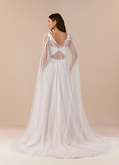 Azazie Goddess Wedding Dresses Diamond White Caramel A-Line V-Neck Sequins Tulle Dress image2