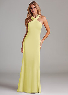 Azazie Doretta Bridesmaid Dresses Lemon Sorbet Mermaid Pleated Chiffon Dress image3