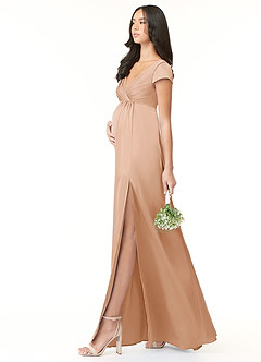 Azazie Allessia Brautjungfernkleider für Schwangere A-Linie Plissee Stretch-Satin Bodenlänge Kleid image3