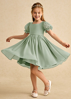 Azazie Jolie Flower Girl Klänningar Klänning A-Line i Chiffong med ärmar image3