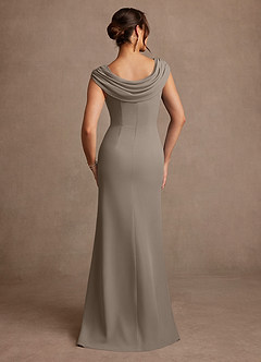 Azazie Irvine Mother of the Bride Dresses Taupe A-Line Pleated Chiffon Dress image3