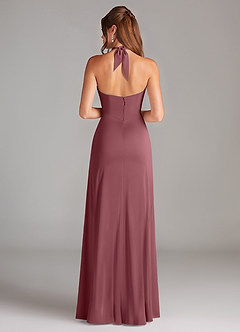 Azazie Elliana Bridesmaid Dresses Desert Rose A-Line Side Slit Stretch Satin Dress image6