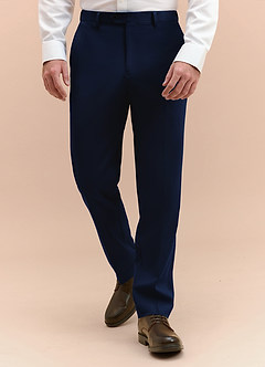 front James Blue Structured Stretch Dress Pants