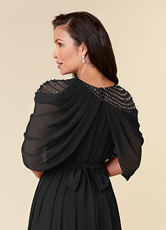 Azazie Olena Mother of the Bride Dresses Black A-Line Sequins Chiffon Dress image6