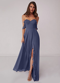 Barbie ♥ Azazie Bridesmaid Dresses Stormy A-Line Off the Shoulder Chiffon Convertible Dress image3