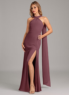 Azazie Kinsley Bridesmaid Dresses Sangria Mermaid Pleated Chiffon Dress image1