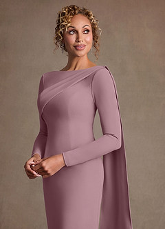 Azazie Merian 신부의 어머니 드레스 컬럼 주름진 스트레치 크레이프 무릎 길이 드레스 image5