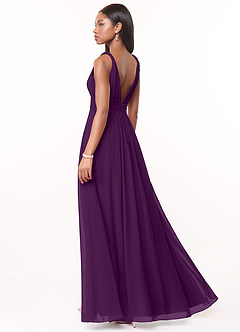 Azazie Maren Bridesmaid Dresses Grape A-Line Pleated Chiffon Dress image4