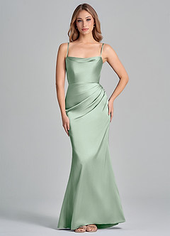 Azazie Olea Brudtärnklänningar Klä av Sjöjungfru i Stretch Satin Axelbandslös Agave Konvertibel image6