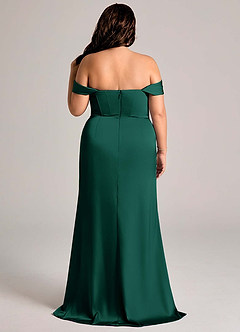 Azazie Johana Bridesmaid Dresses Emerald Mermaid Off the Shoulder Stretch Satin Convertible Dress image11