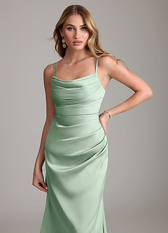 Azazie Lucille Bridesmaid Dresses Agave Mermaid Strapless Stretch Satin Convertible Dress image5