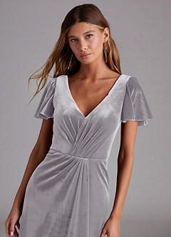 Azazie Soren Bridesmaid Dresses French Lilac A-Line Velvet Dress image5