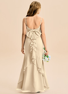 Azazie Lioren Junior Champagne Mermaid Bow Chiffon Dress image5