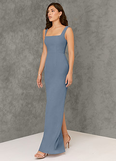 Azazie Flori Bridesmaid Dresses Twilight Sheath Square Neckline Chiffon Dress image4