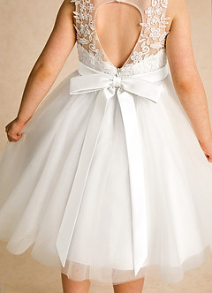 Azazie Lettie Flower Girl Dresses Ivory Ball-Gown Lace Dress image1
