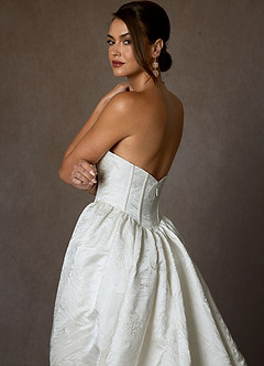 Azazie Demetria Trouwjurken Jurk van Bloemenjacquard met Baljurk Strapless Diamant Wit image6