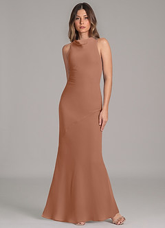 Azazie Allettie Abiti da Damigella Abito Sirena in Chiffon Bronzo image4