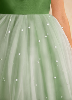 Azazie Esme Abiti da Ragazza di Fiori Abito Principessa in Tulle Fiocco Basilico image9