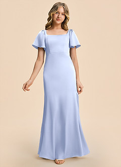 Azazie Chace Junior Ice Sheath Stretch Satin Dress image5